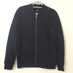 H&M Men’s Medium Bomber Quilted Jacket Black EUC